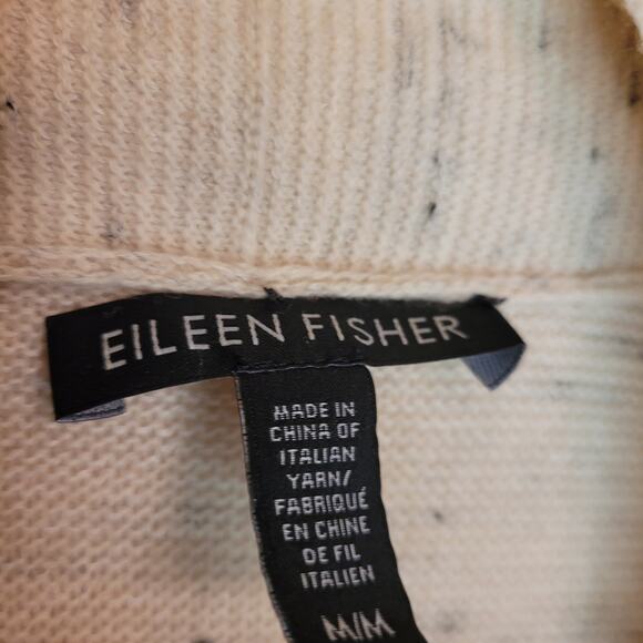 Eileen Fisher cream speckled organic cotton wool open front cardigan Size medium - Picture 3 of 6